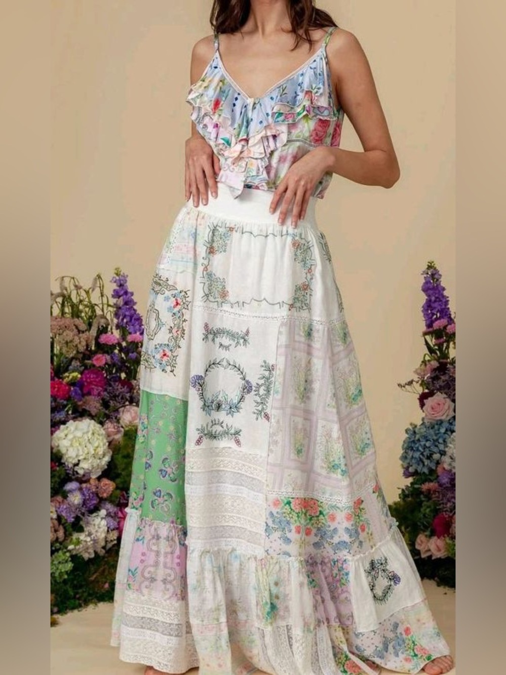 Fillyboo Patchwork Floral Maxi Skirt - Picture 2 of 6